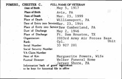 Chester L. Powers military document