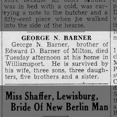 George N. Barner, Sr. death notice
