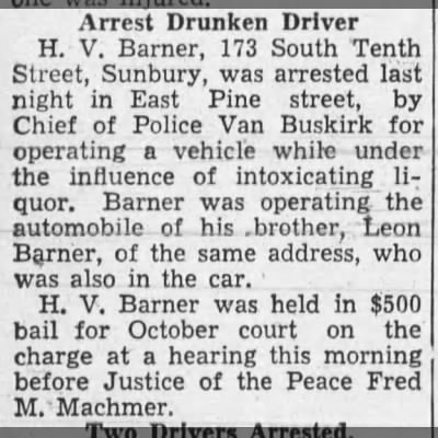 Herbert V. Barner drunk driving Herbert V. Barner drunk driving