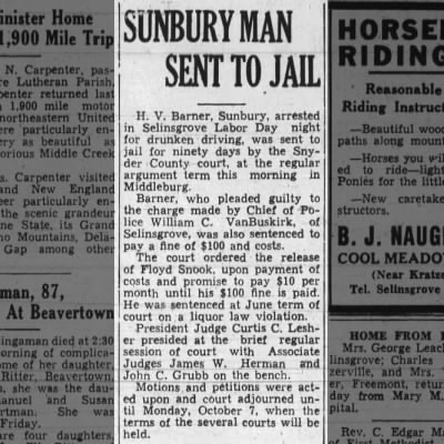 Herbert V. Barner sent to jail Herbert V. Barner sent to jail