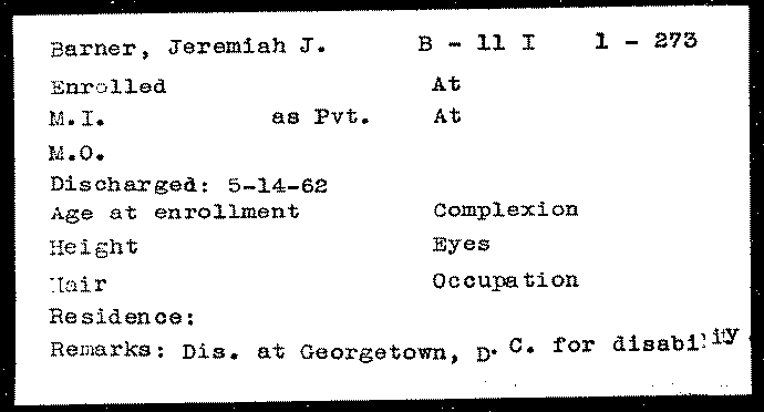 Jeremiah J. Barner military document