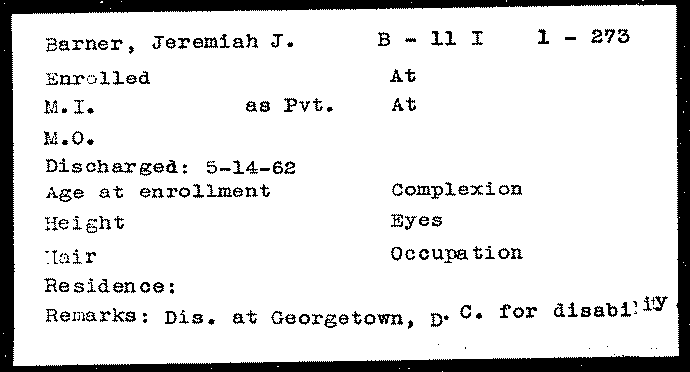 Jeremiah J. Barner military document Jeremiah J. Barner military document