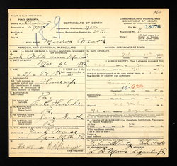 Minerva S. Herlocher Weaver death certificate