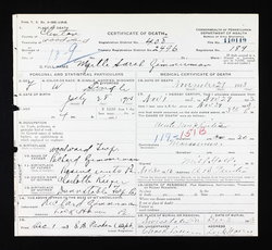 Myrtle Sarah Zimmerman death certificate