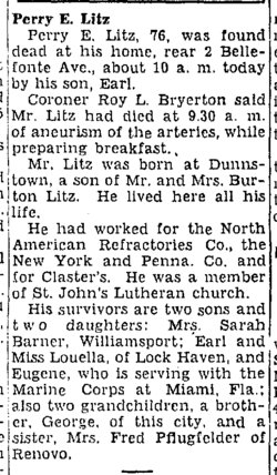 Perry Eugene Litz obit Perry Eugene Litz obit