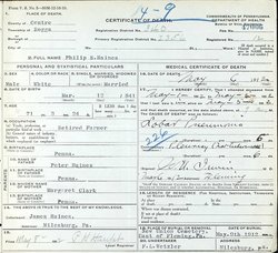 Philip S. Haines death certificate