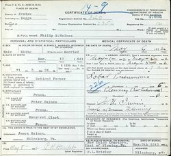Philip S. Haines death certificate Philip S. Haines death certificate