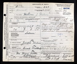 William J. Wilson death certificate