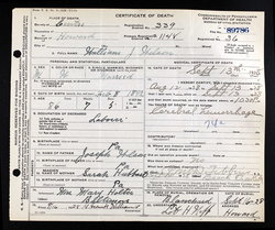 William J. Wilson death certificate William J. Wilson death certificate