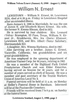 William Nelson Ernest obit