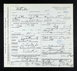 Albert Barner death certificate